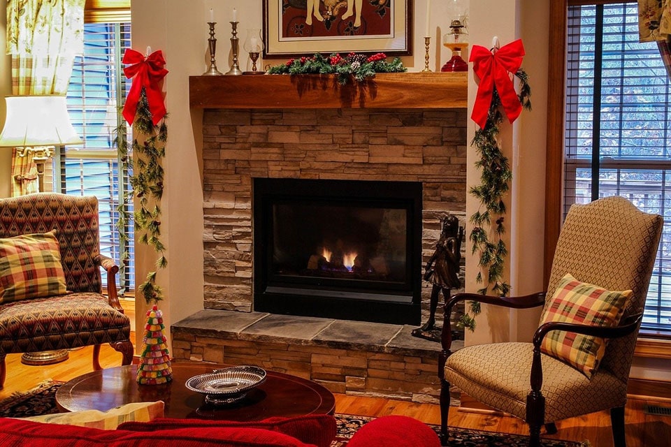 fireplace and mantel